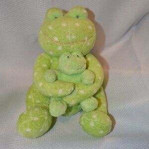 RUSS Baby Froggles Mama & Baby Frog Plush Set Green Polka Dot 8”